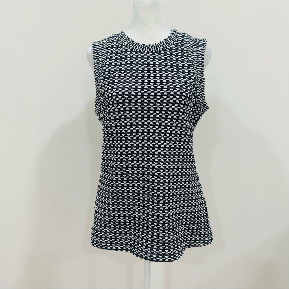 Maeve Anthropologie Womens Geometric Sleeveless Top Size M Black White Stretch